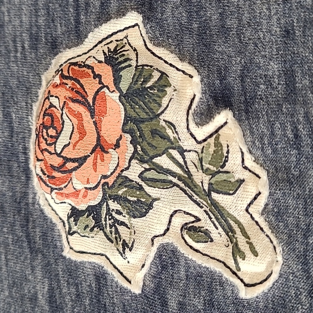 Hoodie Kanga Pouch Sleepwear Pebbled Blue Rose Applique No Boundaries So Soft 2X - Picture 9 of 11